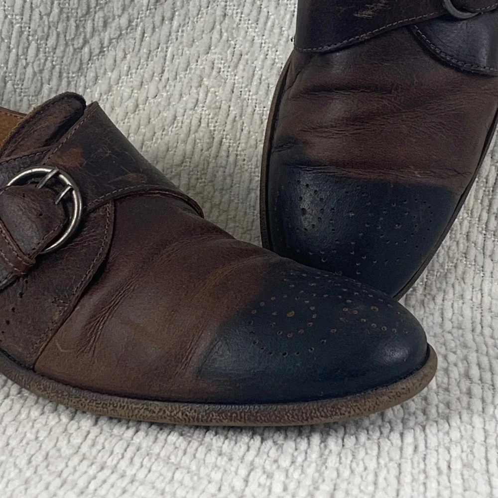 Robert Wayne Mens 11 Brown Leather Double Monk Strap Brogue Dress Shoes Portugal